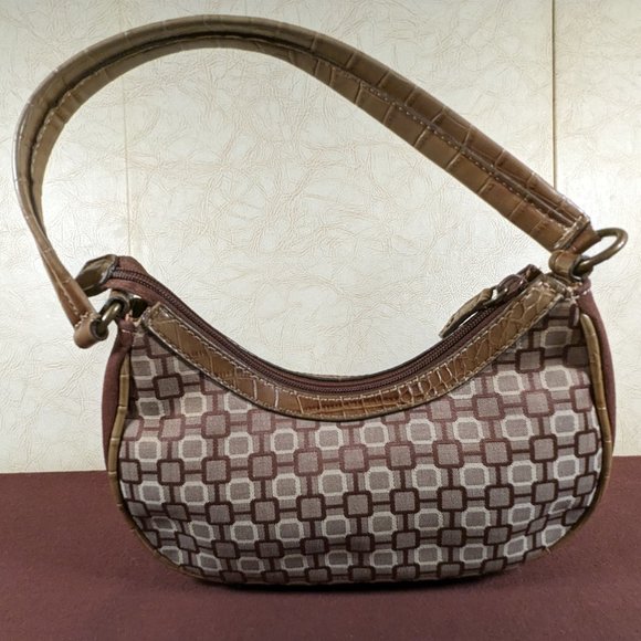 Nine West Small Brown & Tan Canvas, Suede & Snake Skin Bag - Picture 4 of 12